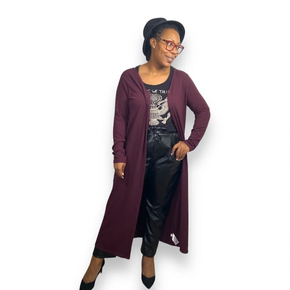 Old Navy Dress Duster Button Front Midi Sweater